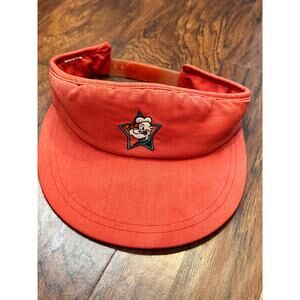 VTG Sun visor Popeye Sailor Man Orange/Red Fabric Hat 80s Adjustable Snap Back